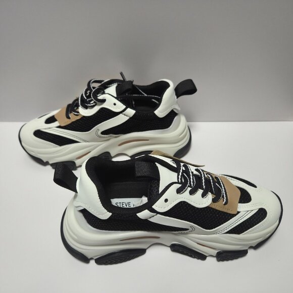 Steve Madden Possession Platform Fashion Lace Up Sneaker Choose Sz 6 Black Tan - Picture 4 of 9
